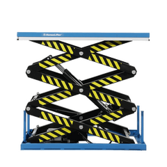 HanseLifter stationärer Dreifachscheren-Hubtisch-halb-hochgefahren-Übersicht Stationäre Hubtische